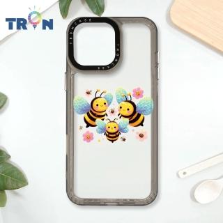 【TRON】iPhone 16/16 PLUS/16 PRO/16 Pro Max 3隻可愛的蜜蜂 防摔太空殼 透黑款 軟硬殼 手機殼