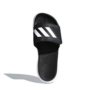 【adidas 愛迪達】Alphabounce Slide 2.0 男 黑白色 軟底 魔鬼氈 休閒 拖鞋 BA8775