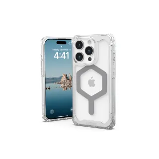 【UAG】iPhone 15 Pro 磁吸式耐衝擊保護殼（按鍵式）-極透明（灰圈）(支援MagSafe功能)