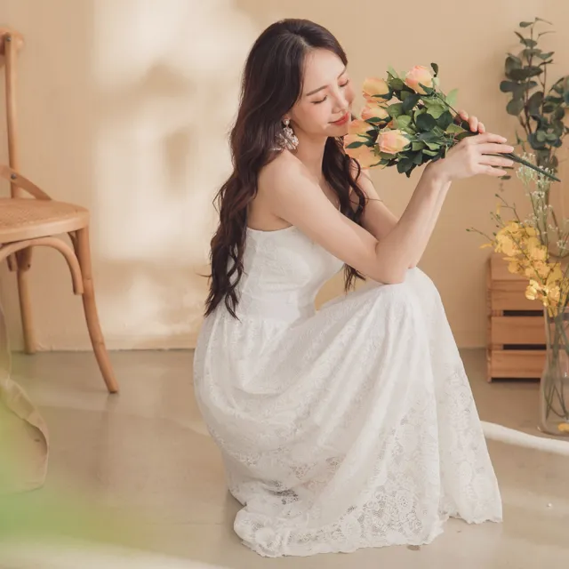 【OB 嚴選】氣質女神蕾絲雕花細肩帶長洋裝 《DA7521》