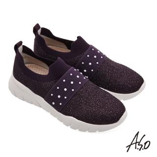 【A.S.O 阿瘦集團】Ａ.S.O 頂級氣墊 活力雙核心直套水鑽休閒鞋(紫)