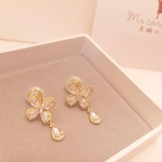【焦糖小姐 Ms caramelo】合金 夾式 鋯石耳環(鋯石耳環)