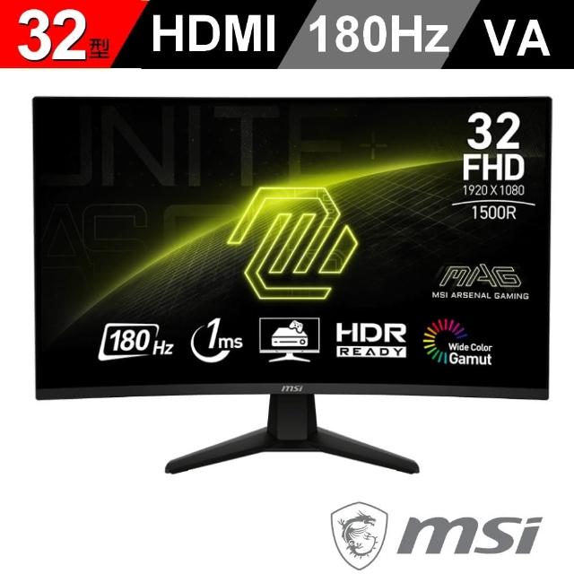 【MSI 微星】MAG 32C6 32型 VA FHD 180Hz 曲面電競螢幕(1500R/AdaptiveSync/HDR)