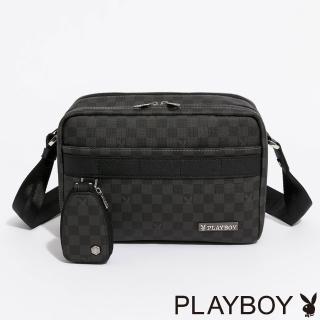 【PLAYBOY】雙層斜揹包 Honour系列(黑色)