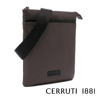【Cerruti 1881】義大利原裝進口 頂級小牛皮肩揹包側揹包(灰色 CEBO06022M)