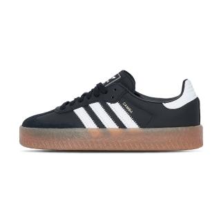 【adidas 愛迪達】Sambae 女鞋 黑色 厚底 增高 德訓鞋 膠底 復古 運動 皮革 麂皮 休閒鞋 JI1350