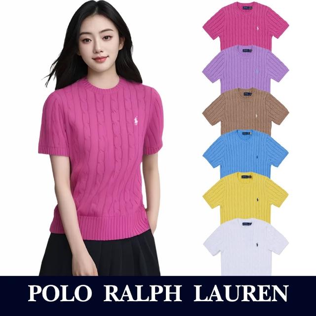 【RALPH LAUREN】RL POLO 圓領經典刺繡小馬麻花針織毛衣-女-多色組合 上衣(短袖款/平輸品/秋冬舒適)