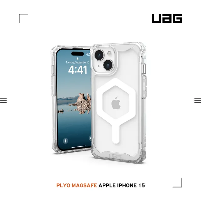 【UAG】iPhone 15 磁吸式耐衝擊保護殼-極透明(吊繩殼 有效抵擋UV紫外線 支援MagSafe功能)