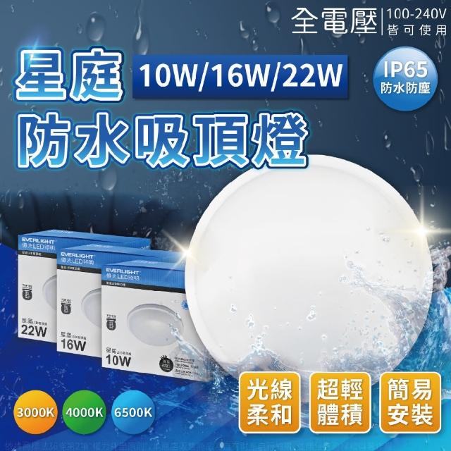 【Everlight 億光】LED 星庭 16W 全電壓 IP65 防水防塵等級 戶外照明 吸頂燈(黃光/自然光/白光)