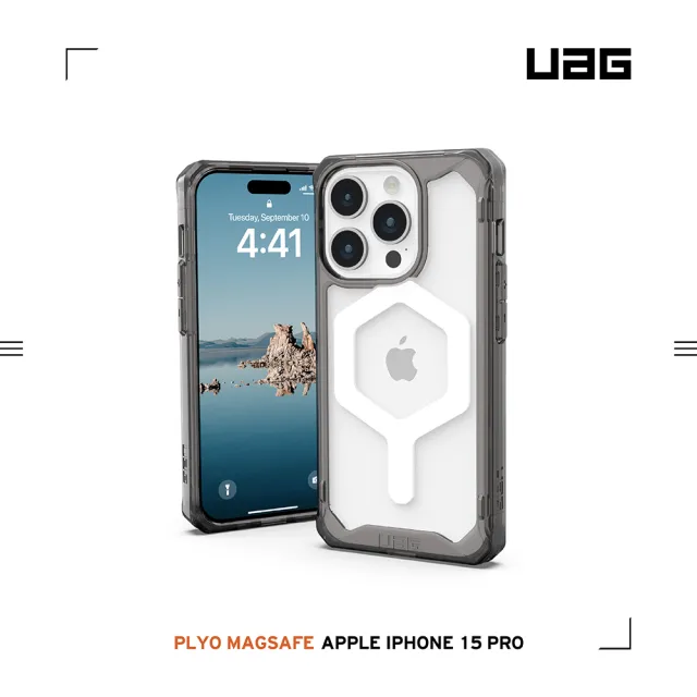 【UAG】iPhone 15 Pro 磁吸式耐衝擊保護殼-全透明(吊繩殼 有效抵擋UV紫外線 支援MagSafe功能)