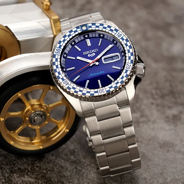 【SEIKO 精工】5 Sports SKX 賽車方格旗機械錶-藍/42.5mm 618年中慶 推薦(SRPK65K1/4R36-15Z0B)