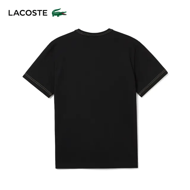 【LACOSTE】男裝-常規版型重磅針織圓領短袖T恤(黑色)