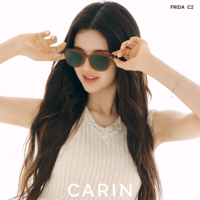 CARIN NewJeans配戴款 方框偏光太陽眼鏡(透棕色 淺棕偏光鏡片#FRIDA C2)