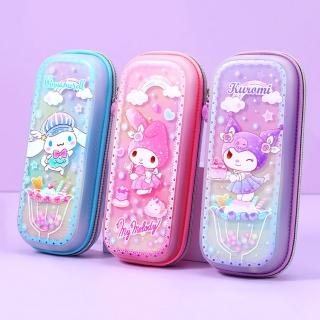 【SANRIO 三麗鷗】EVA材質閃粉流沙大容量防水筆袋鉛筆盒-庫洛米/大耳狗/美樂蒂(平輸品)