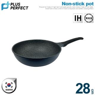 【PERFECT 理想】韓國晶鑽2代IH不沾炒鍋28cm無蓋深藍 韓國製造(可用於IH爐及各式爐具)