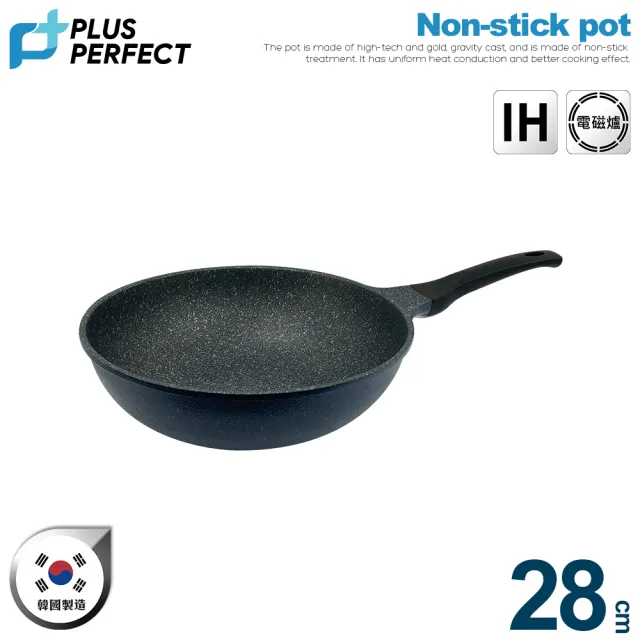 【PERFECT 理想】韓國晶鑽2代IH不沾炒鍋28cm無蓋深藍 韓國製造(可用於IH爐及各式爐具)