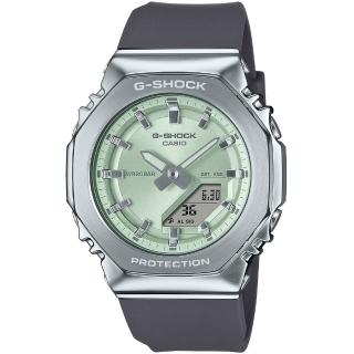 【CASIO 卡西歐】G-SHOCK 淡雅金屬質感八角髮絲紋雙顯錶 情人節 禮物(GM-S2110-3A/速)