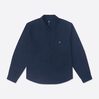 【CONVERSE】WOVEN BUTTON DOWN 長袖襯衫 男 藍色(10026973-A01)