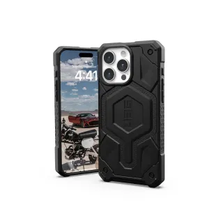 【UAG】iPhone 15 Pro Max 磁吸式頂級版耐衝擊保護殼（按鍵式）-極黑(支援MagSafe功能)