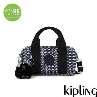 【KIPLING官方旗艦館】經典老花輕巧圓筒手提肩背兩用包-BINA MINI