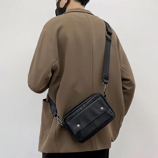 【LEEHER】男生/包包/小方包/斜揹包/牛皮包包/單肩包/男真皮包/輕便小揹包/togo包/荔枝紋包/黑