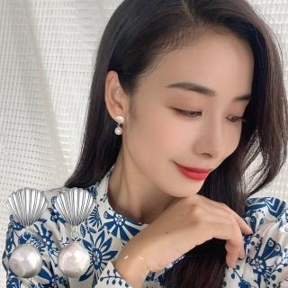 【LEEHER】女生/耳釘/純銀耳還/珍珠耳環/貝殼耳環/金耳環/銀耳環/復古耳環/簡約飾品/歐美耳環/