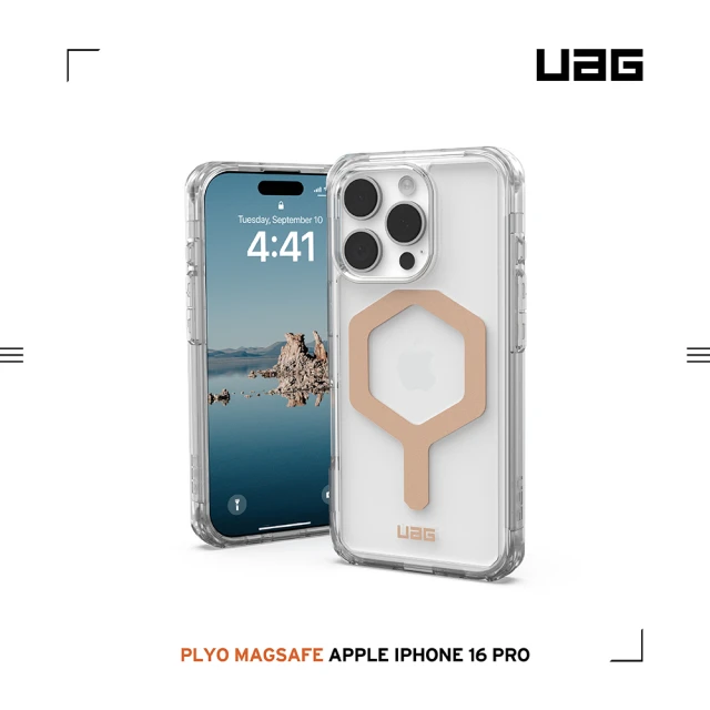 UAG iPhone 16 Pro 磁吸耐衝擊全透保護殼-極透明（金圈）(支援MagSafe無線充電)