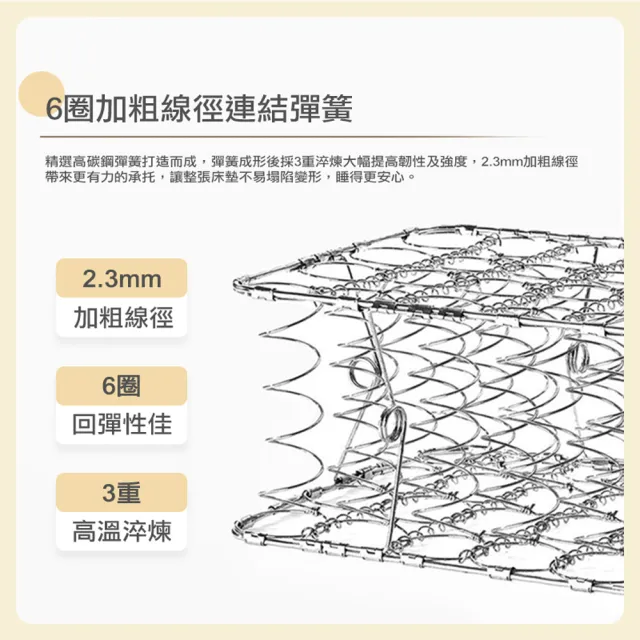 【睡夢精靈】大地系 白水晶鑽石級護背硬式彈簧床墊(單人加大3.5尺)