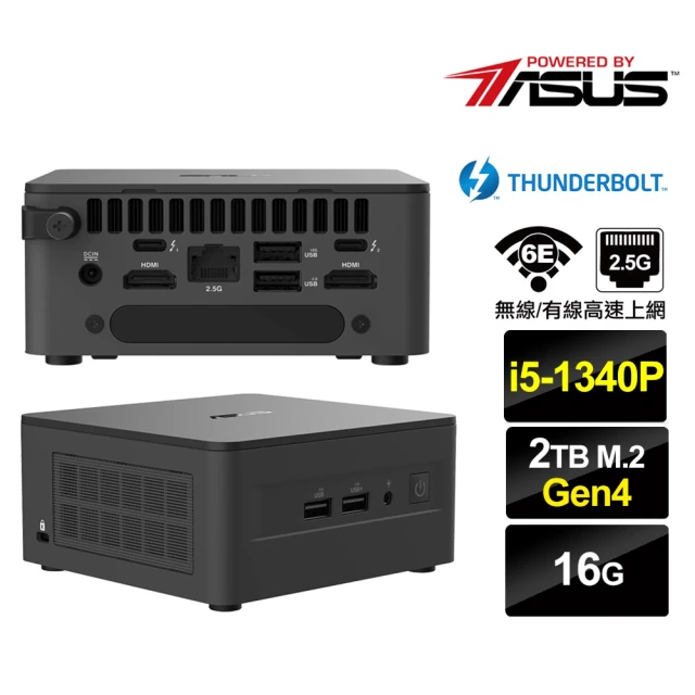 ASUS 華碩 NUC i5十二核{左將軍R16D} 迷你電腦(i5-1340P/16G/2TB M.2 Gen4)