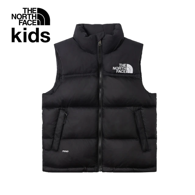 The North Face 經典ICON-北面兒童黑色防潑水保暖可打包羽絨背心｜8A4BJK3