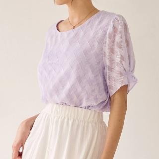 【MYDRESS】優雅菱格紋微透膚上衣
