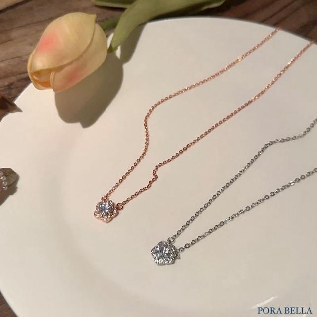【Porabella】925純銀花朵鑲鑽吊墜 梅花項鍊 鑲鑽項鍊 鋯石鎖骨鏈 法式小眾 生日禮物送女友 Necklace