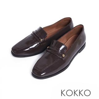 【KOKKO】英倫極簡真皮隨你彎樂福鞋(深咖色)