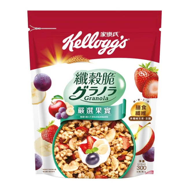 【家樂氏Kelloggs】纖穀脆口味任選x1包(榛果可可/鮮摘草莓/黑巧/果實/超莓/堅果/Light/燕麥)