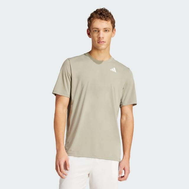 【adidas 愛迪達】短袖上衣 男款 運動 CLUB SMU3S TEE 灰綠 IY3217(S2721)