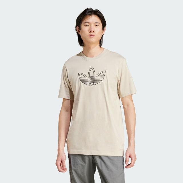 【adidas 愛迪達】短袖上衣 男款 運動 三葉草 OUTLINE TEE 卡其 IW5824(S2720)