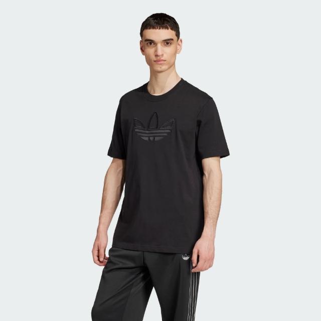 【adidas 愛迪達】短袖上衣 男款 運動 三葉草 OUTLINE TEE 黑 IY4882(S2723)