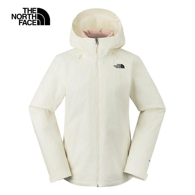 【The North Face 官方旗艦】北面女款白色DryVent防水透氣羽絨內裡三合一外套｜8DMSBQZ