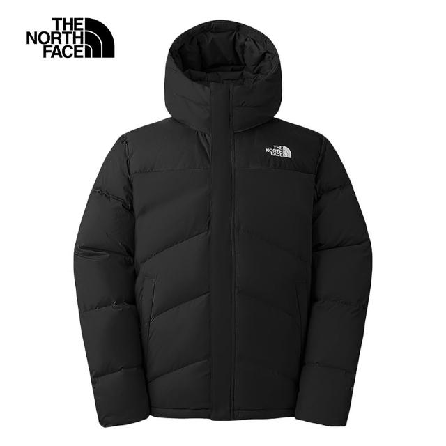 【The North Face 官方旗艦】北面男款黑色DWR防潑水保暖連帽羽絨外套｜89294H0(550蓬鬆度)