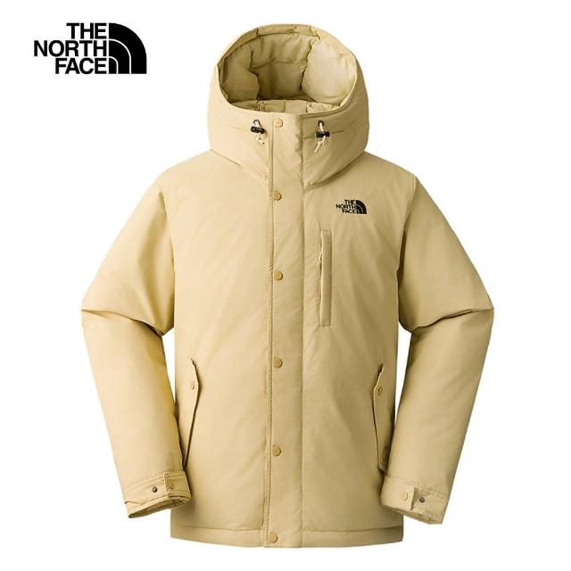 【The North Face 官方旗艦】北面男款卡其色DWR防潑水保暖連帽羽絨外套｜88R4AWA(550蓬鬆度)