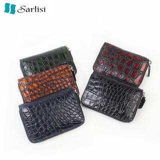 【Sarlisi】泰國正品真皮錢包證件包男款高檔卡包鱷魚皮商務拉鏈男士零錢包