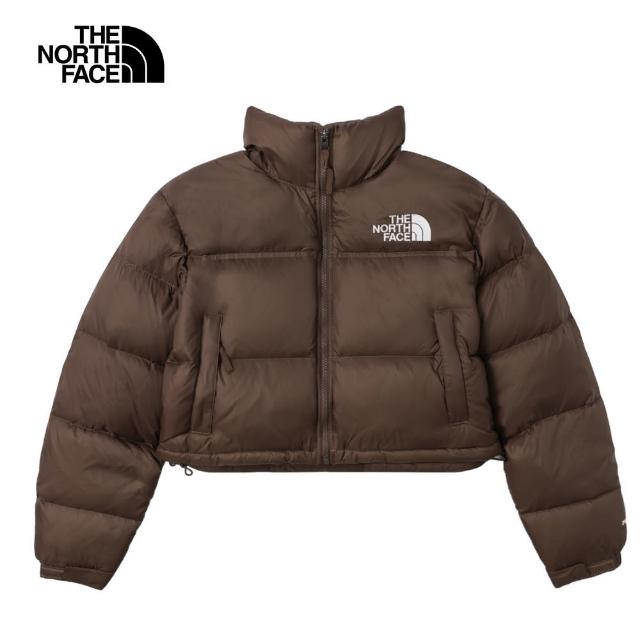 【The North Face 官方旗艦】北面女款棕色DWR防潑水短版羽絨外套｜5GGE1OI(700蓬鬆度)