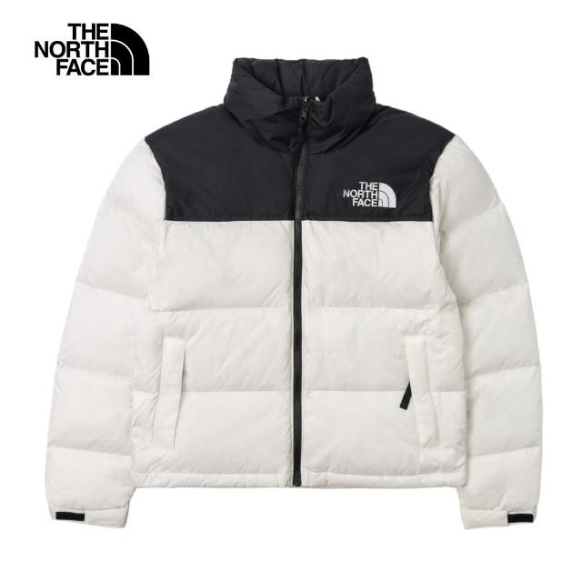 【The North Face 官方旗艦】經典ICON-北面女款米色DWR防潑水羽絨外套｜3XEOROU(700蓬鬆度)