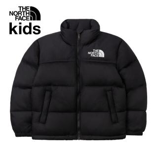 【The North Face 官方旗艦】經典ICON-北面兒童黑色DWR防潑水羽絨外套｜8A4CJK3(700蓬鬆度)