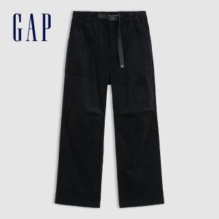 【GAP】男裝 鬆緊腰帶運動褲-黑色(636367)