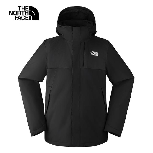 【The North Face 官方旗艦】北面男款黑色DryVent防水透氣鋪棉內裡三合一外套｜8DNCJK3