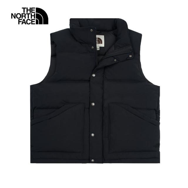 【The North Face 官方旗艦】北面男款黑色DWR防潑水保暖連帽羽絨背心｜88Y1JK3(600蓬鬆度)