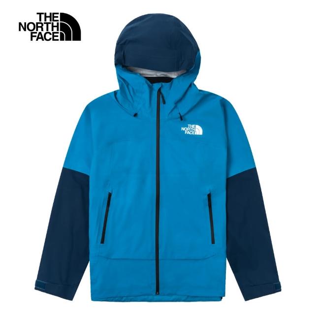 【The North Face 官方旗艦】北面男款藍色DWR防潑水可調節可打包連帽衝鋒衣｜8AMZ5GO(外套)