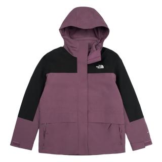 【The North Face】北臉 外套 女款 運動連帽外套 衝鋒衣 保暖 三合一 防潑水 黑紫 NF0A89YJ53I