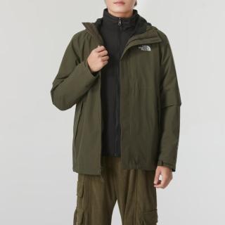 【The North Face】北臉 外套 男款 運動連帽外套 衝鋒衣 保暖 三合一 防風 防潑水 綠 NF0A81RNBQW